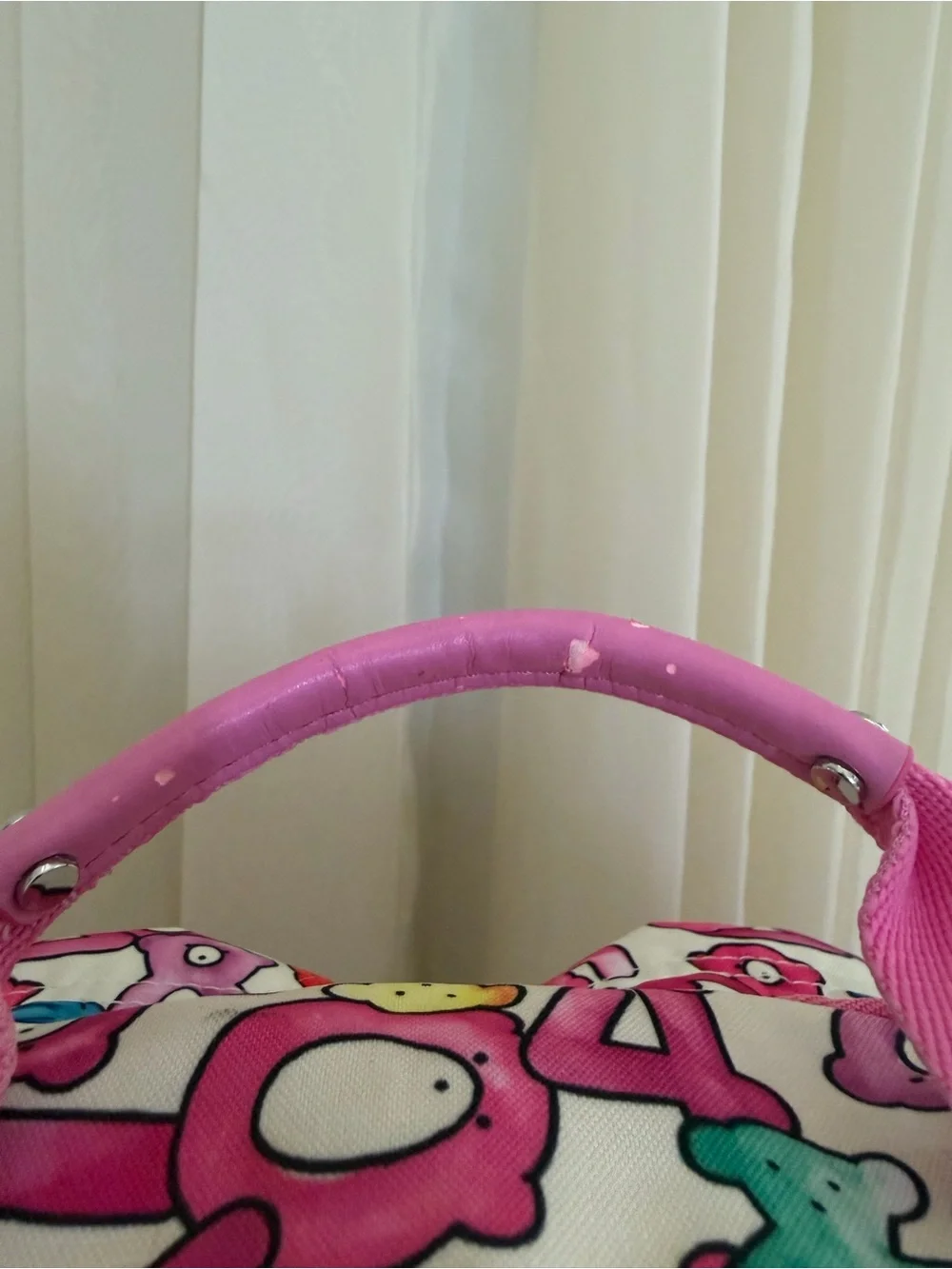 Tous Pink Kids Rolling Backpack with Colorful Number & Bear Print